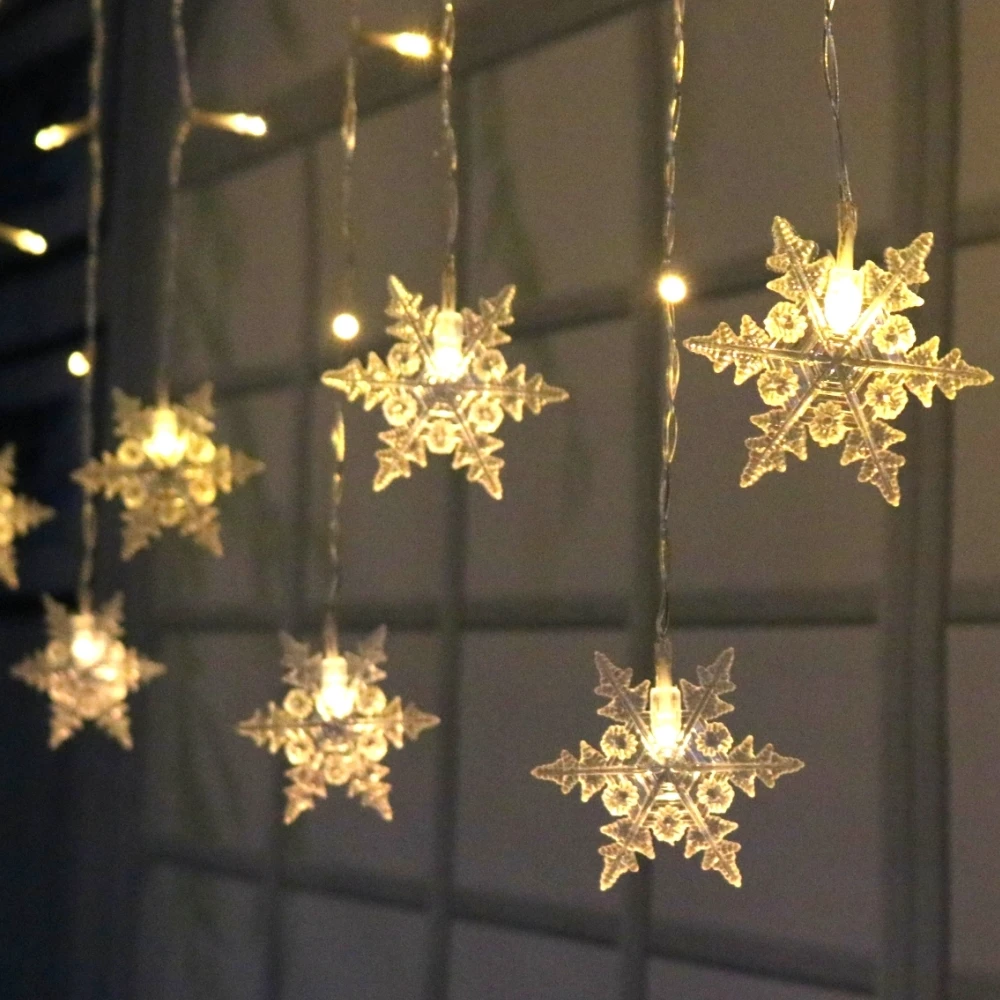 Снежинка Фея гирлянды занавес сосулька Звездное освещение цепи на батарейках