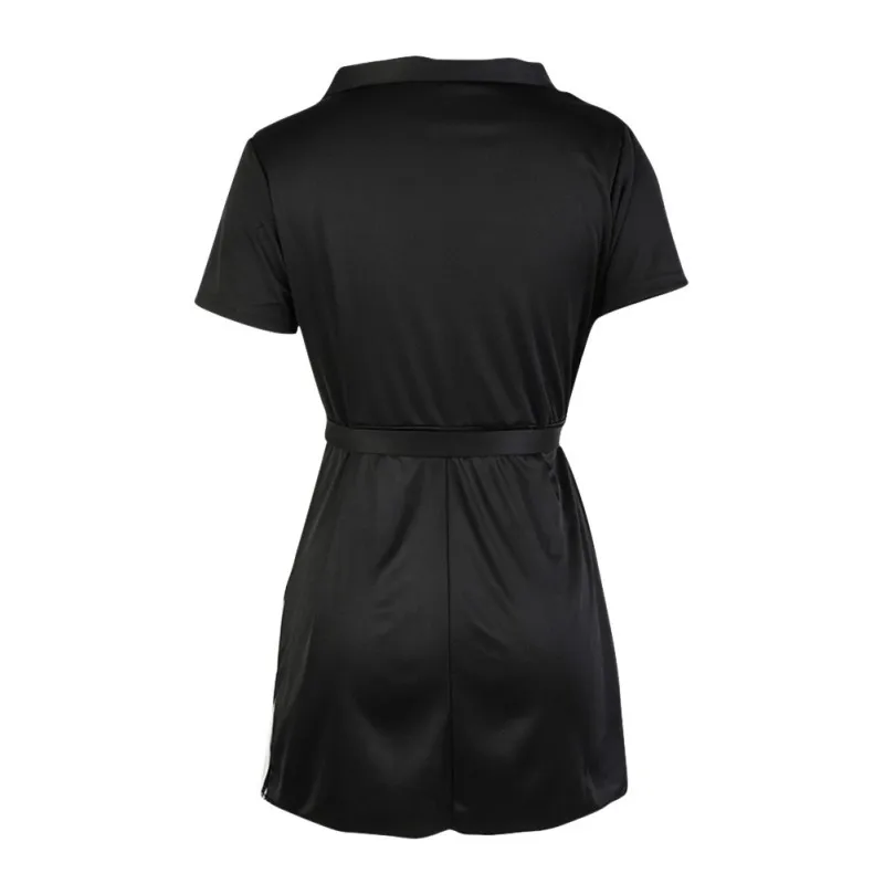 

Women Slim Waist Round Neck Irregular Loose Short-sleeved Casual Color Matching Pullover Dress