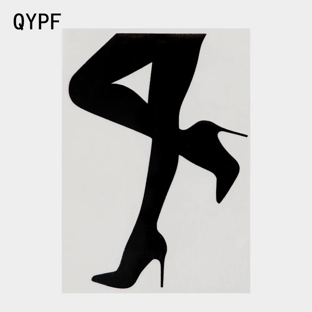 

QYPF 9.7CM×13.8CM Woman's Feet With Fashionable Shoes Vinyl Car Sticker Black/Silver 2A-0253