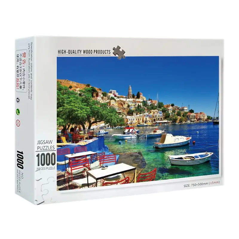 

MOLD 1000 Pieces Charming harbor Puzzles Wooden Jigsaw Puzzles Floor Puzzle Intellectual Game Learning Education Decompressi