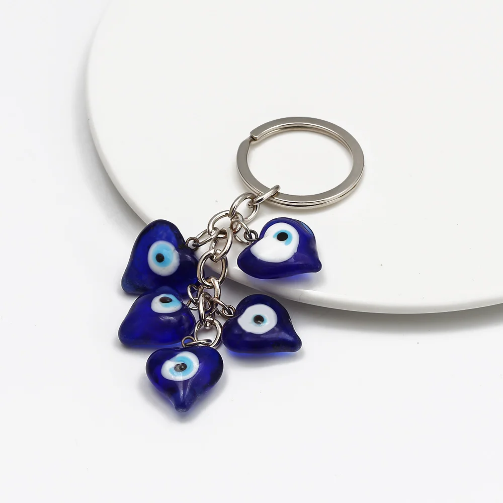 Lucky Eye Heart Evil Charms Keychain Blue Glass Beaded Bag For Women Men Fashion Jewelry EY204 | Украшения и аксессуары