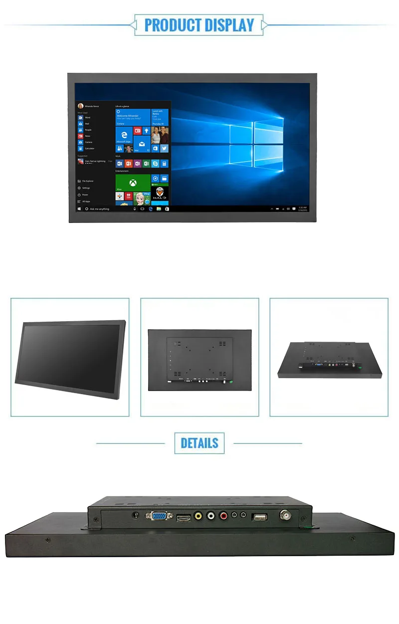 Новые 17,3 дюймов HDMI HD ЖК-дисплей металла монитор cctv монитор с HDMI/BNC/VGA/AV/USB интерфейс