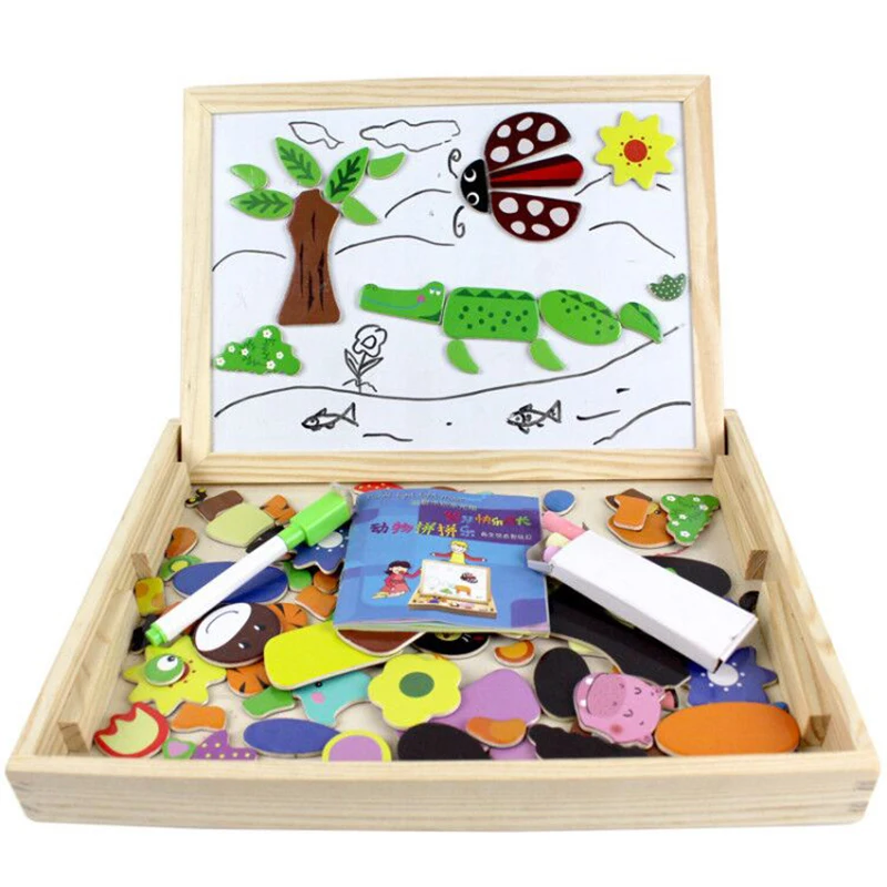 Доска для рисования Магнитная с фермой 3D пазл двойным мольбертом детская