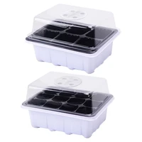 2pcs mini gardening office breathable lids plastic planting tray germination box nursery pots grow base