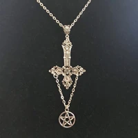 goth inverted cross pentagram necklace satanic occult alternative grunge jewellery upside down cross gothic punk men women gift