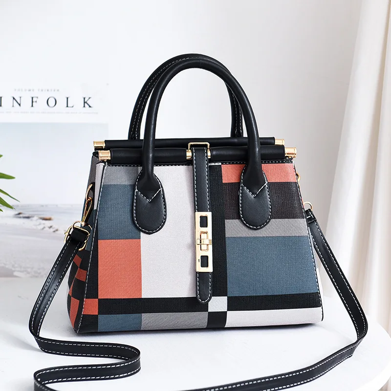 

Women Bag Vintage Handbag Casual Tote Fashion Women Messenger Bags Shoulder Top-Handle Purse Wallet Leather New Black Blue