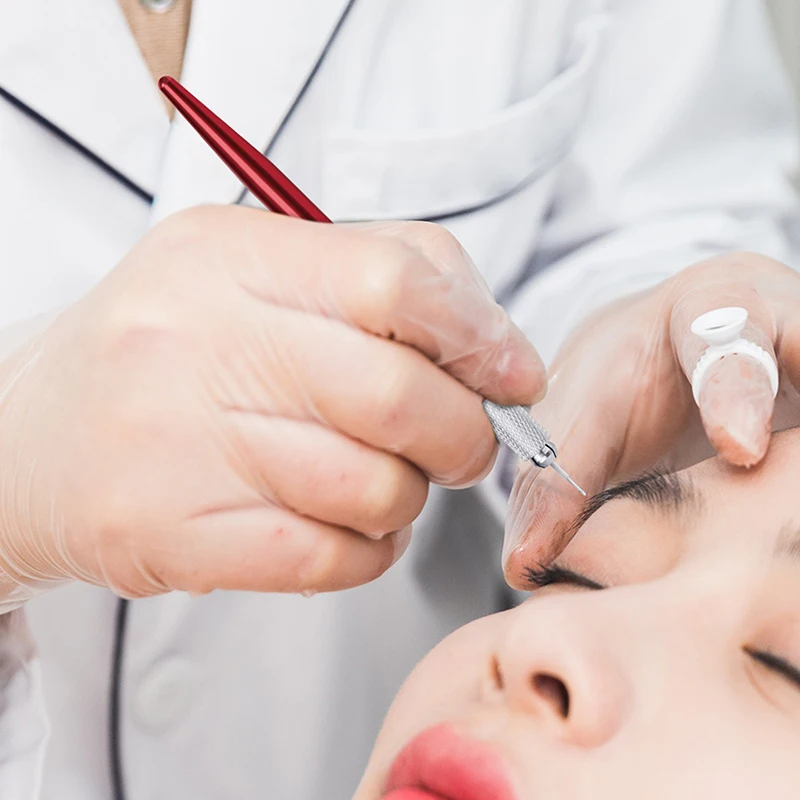 

1 шт., двойная головка, ручка для микроблейдинга, блестящее лезвие, Перманентный макияж, вышитые брови, губы, похор, татуаж