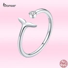 Женское кольцо с рыбьим хвостом Bamoer, модное регулируемое кольцо из настоящего серебра 925 пробы, вечерние ювелирные изделия