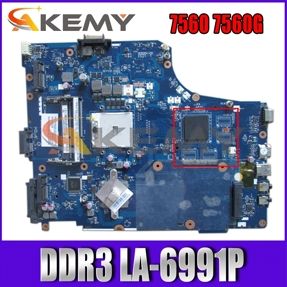 

Материнская плата AKEMY MBBUX02001 MB. Bux02. 001 для ноутбука Acer asipre 7560 7560G, материнская плата DDR3, разъем fs1 LA-6991P, работает