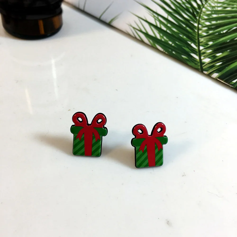 Модные женские серьги Милые простые милые рождественские чулки елки Санта
