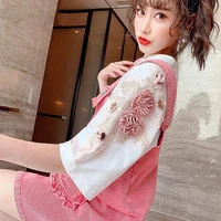 skirt suit 2021 summer new three dimensional printed t shirt strap skirt suit fashion two piece woman
