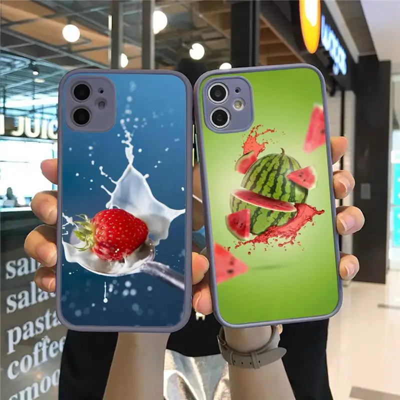 

Dancing fruit strawberry cute Phone Case Matte Transparent for iPhone 7 8 11 12 s mini pro X XS XR MAX Plus cover funda