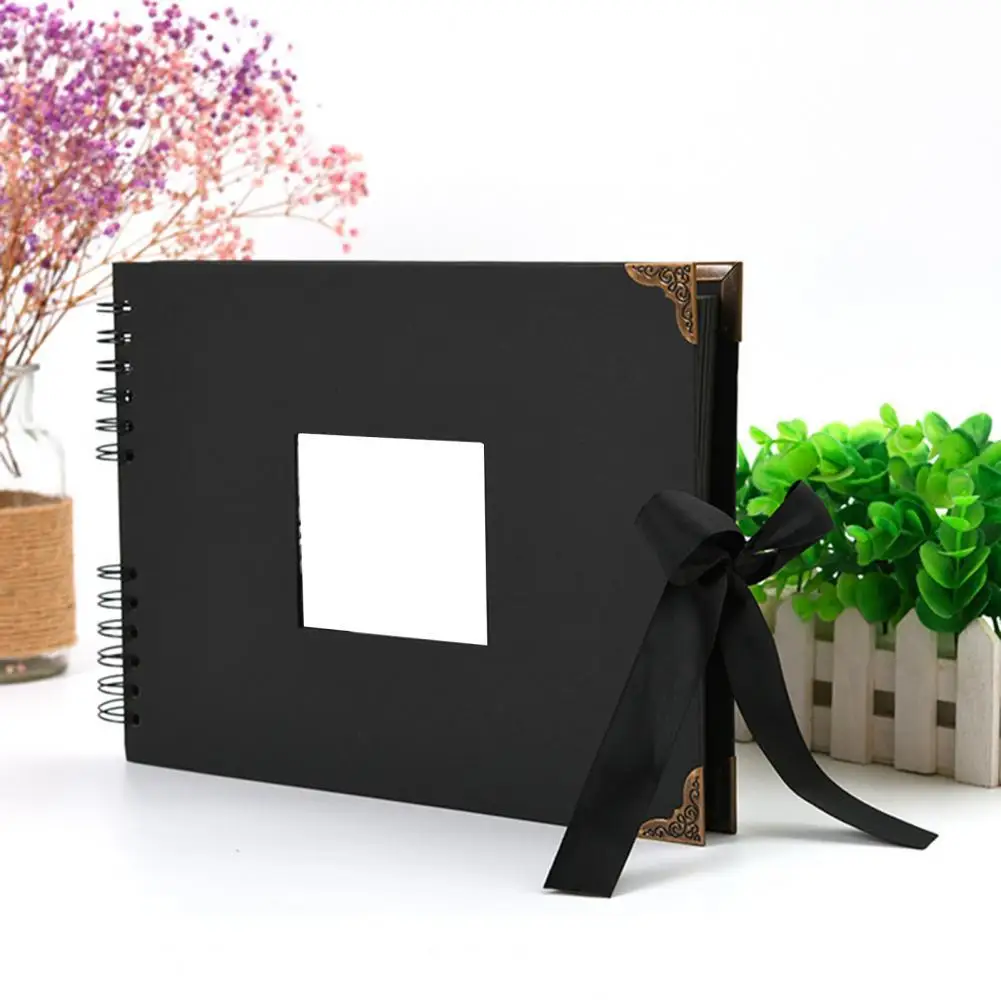 

30 Pages Photo Album Bow Ribbon Retro Hand-made Scrapbook Paper DIY Craft Gift for Wedding Anniversary Gifts Memory Books