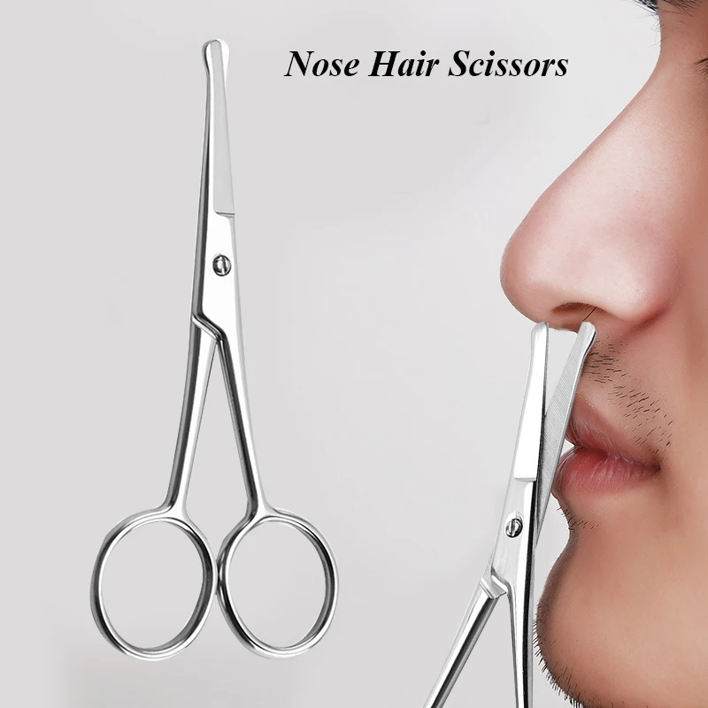 

1pc Round Head Safety Cuticle Manicure Scissors Eyebrow Scissors Brow Razor Nose Hair Remove Facial Hair Trimming Tweezer