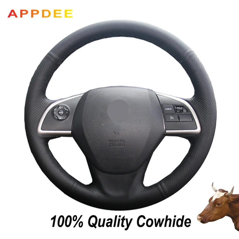 Сшитая вручную черная оплетка руля APPDEE из натуральной кожи для Mitsubishi Outlander 2013 2014