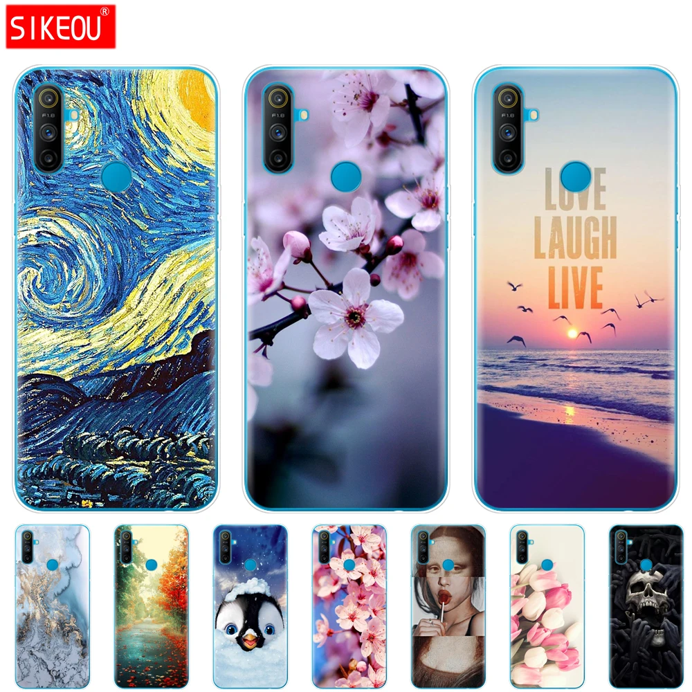 For Realme C3 Case Soft Silicon TPU Back For OPPO Realme C3 RMX2020 C 3 RealmeC3 Phone Cover Coque Capa Funda 6.5inch Cat Flower
