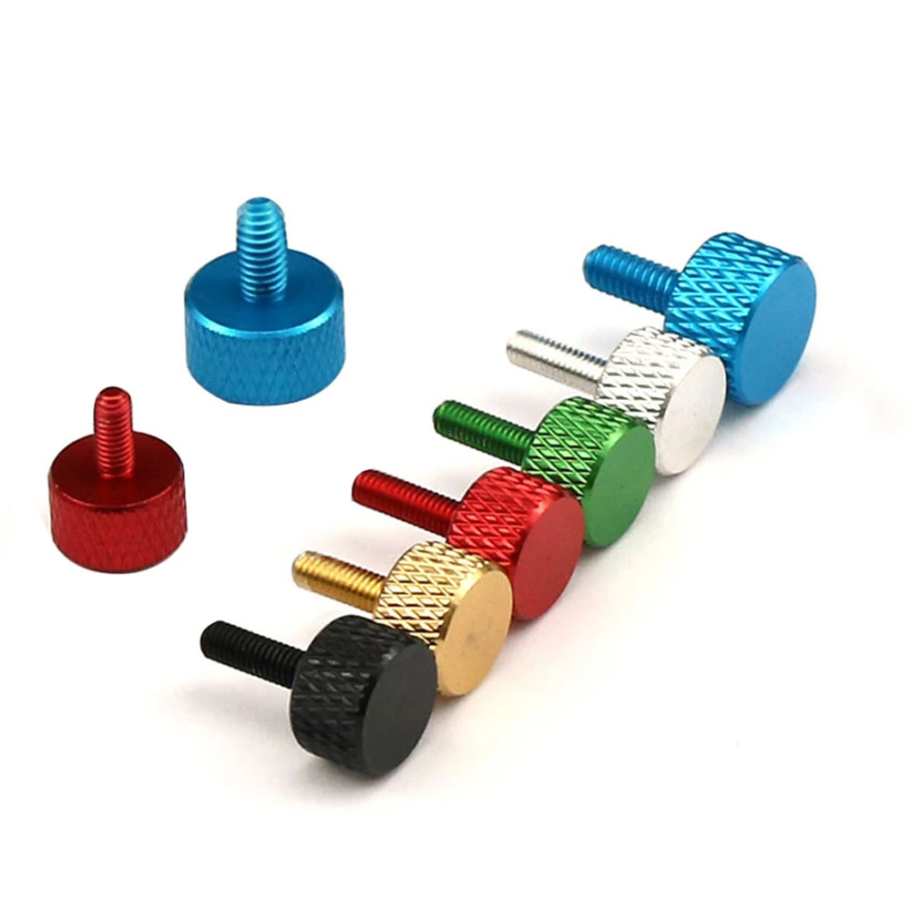 5pcs/10pcs M3 *6/8/10/12mm Length Aluminum Knurled Hand Tighten Thumb Screw Anodized For PC Computer Case Adjustment Screws |