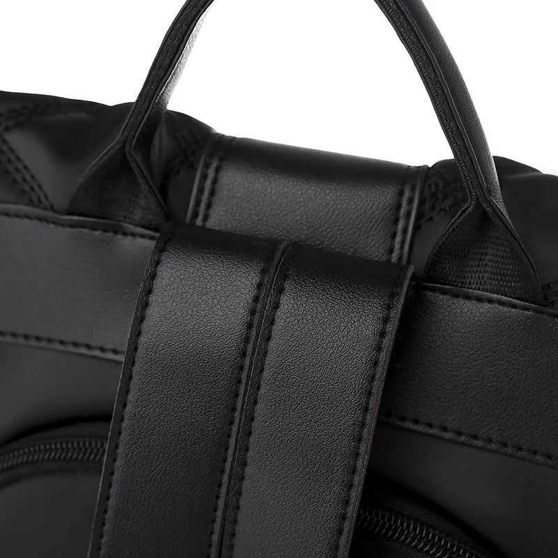 Женский дизайнерский рюкзак TETHYS черный кожаный школьный ранец для