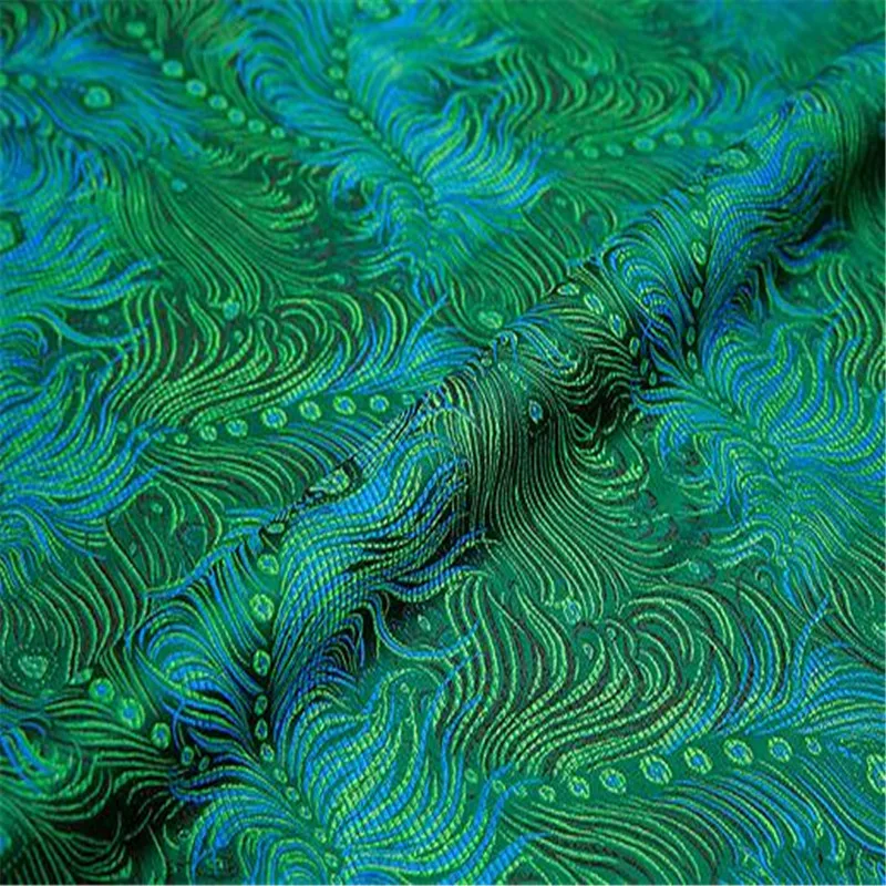 Jacquard Polyester Brocade Fabric Peacock Tail Design Latest Arrival Pattern Fabric Material For Making Women Handbags