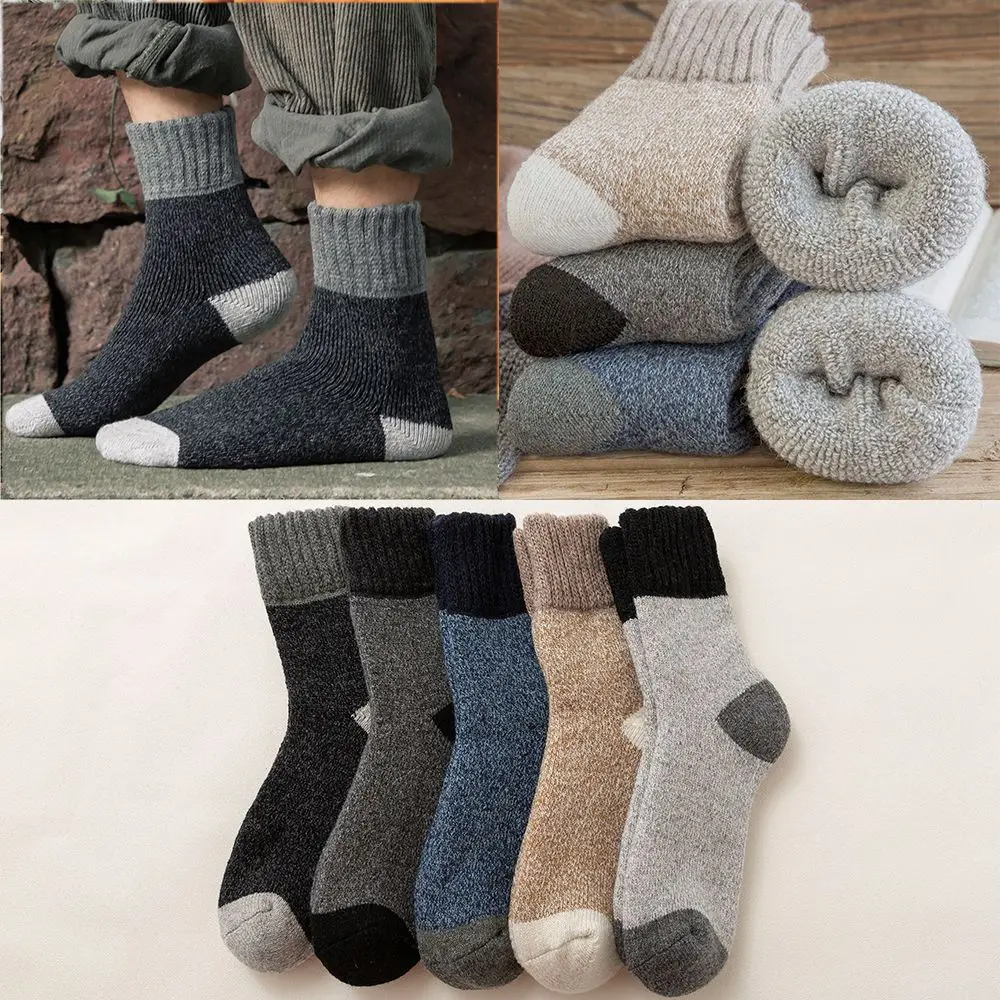 

Men's Clothing Accessories All-match Retro with Thicker Cashmere Men Socks Woollen Winter Cold-resistant Socks in Tube