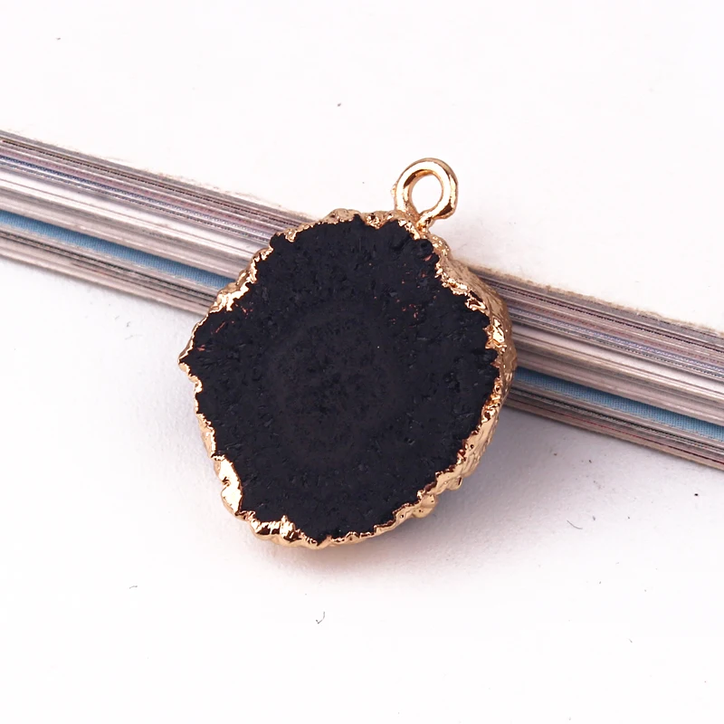 black heise 2 шт., круглые золотые серьги, амулеты из смолы, сделай сам, подвеска, фурнитура, искусственный Агат, Ретро стиль, Bedels, ювелирные изделия ручной работы, аксессуары F736 - Окраска металла: black heise