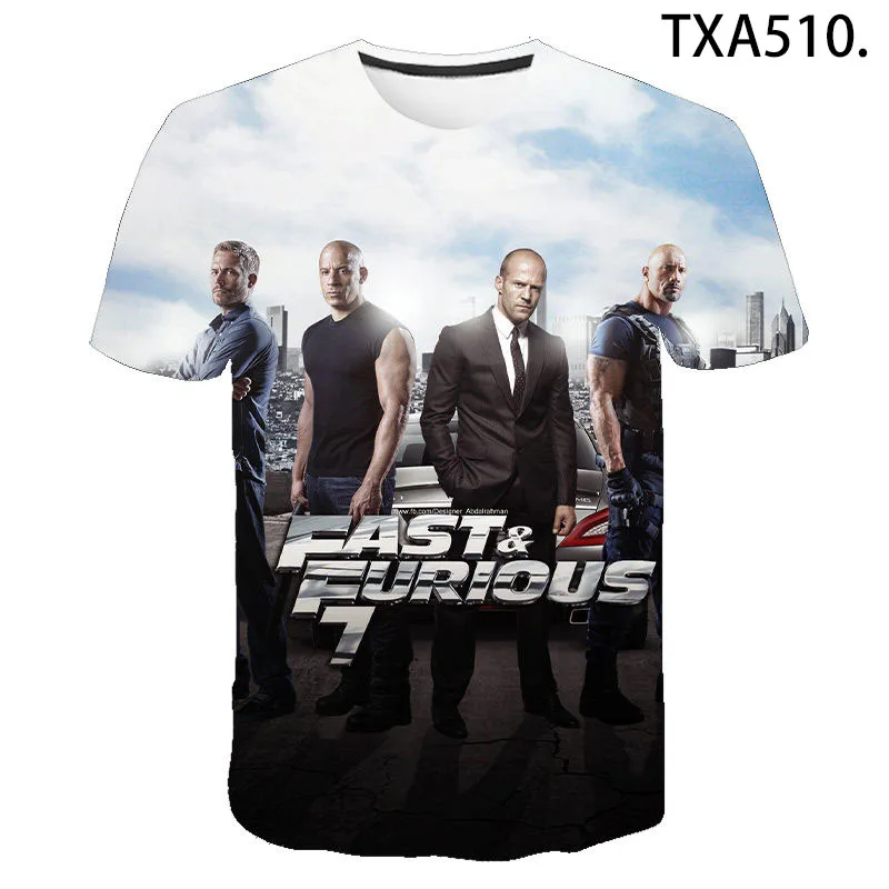 

Футболка фаст & the Furious для мужчин и женщин, Модный стильный Топ в стиле хип-хоп, повседневная детская рубашка с 3D рисунком, на лето