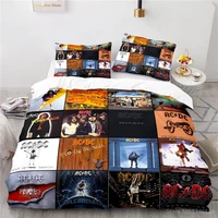 ac dc rock band 3d print bedding set soft duvet cover set quilt cover pillowcase set home textile bedclothes for kids adult boys