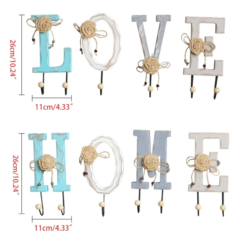 

Love Home Wood Wall Hooks Rack Hangers for Coat Hat Robe Towels Key Holder Home Entryway Decor