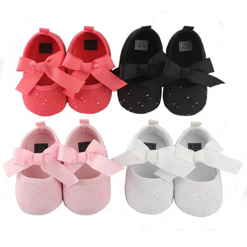 

Cute Baby Girl Crib Shoes Newborn Bowknot Soft Sole Anti-slip Prewalker Causal Sneakers Shoes 0-18 Months