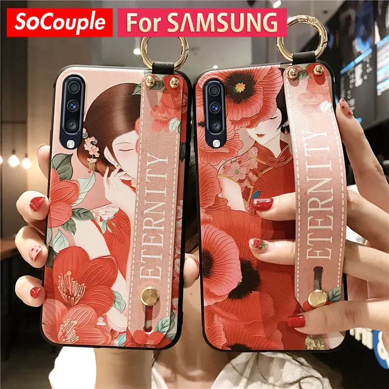 Чехол для телефона SoCouple с держателем на запястье Samsung Galaxy S20 FE S21 S10 plus A20 A21s A30 A50 A70 A51