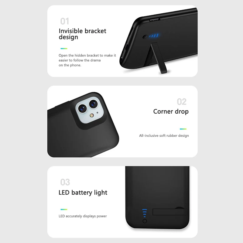 

5000mAh/6000mAh Power Bank Battery Case For iPhone 12 Pro Max Battery Charger Case For iPhone 12 Mini 12 PowerBank Charging Case