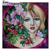 ever moment diamond painting full square beautiful girl in mirror with flowers mosaic picture home decor gift for giving 5l195