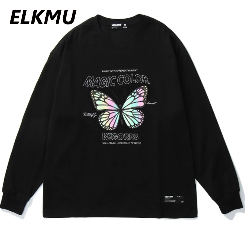 Футболка мужская Светоотражающая с длинным рукавом в стиле Харадзюку | Мужская