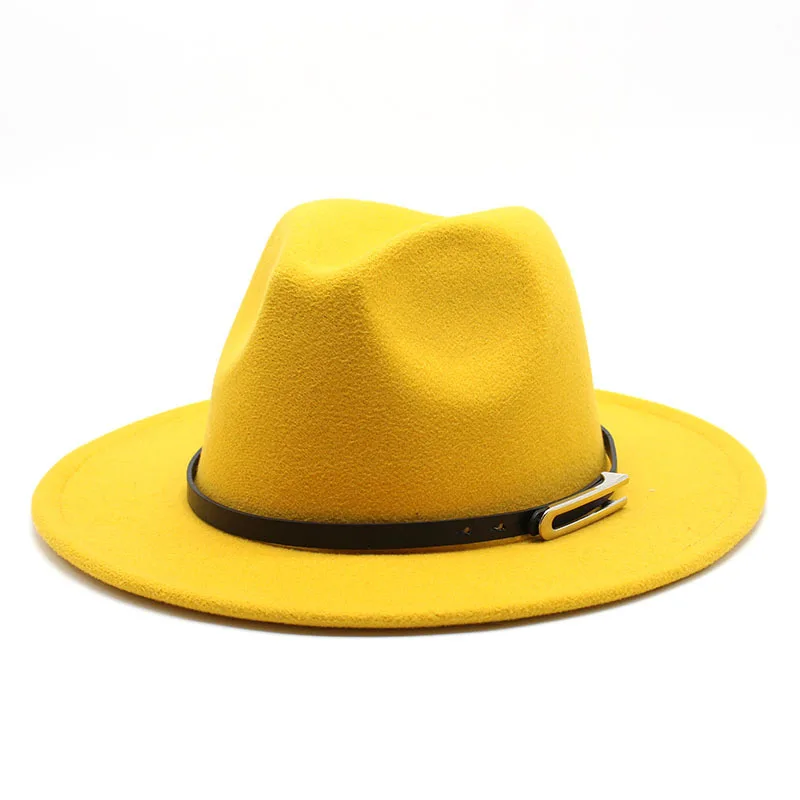 2020 новая Унисекс Мужская Женская шляпа федора мужская с поясом широкими полями