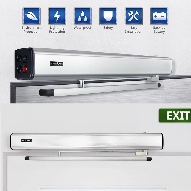 

Nordson Original AC110V-230V Metal Automatic Swing Door Opener System Built-in Control Board Wireless Remote Control Delay Time