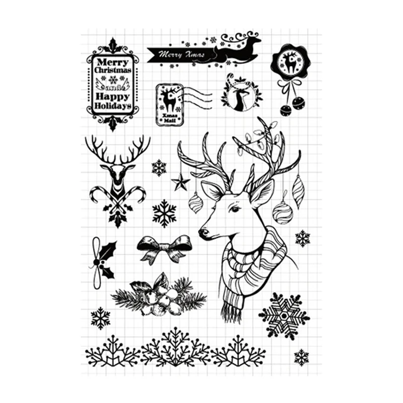 

Christmas moose Transparent Clear Silicone Stamps Seal DIY scrapbooking photo album Decorative Snowflake New clear stamps sheet
