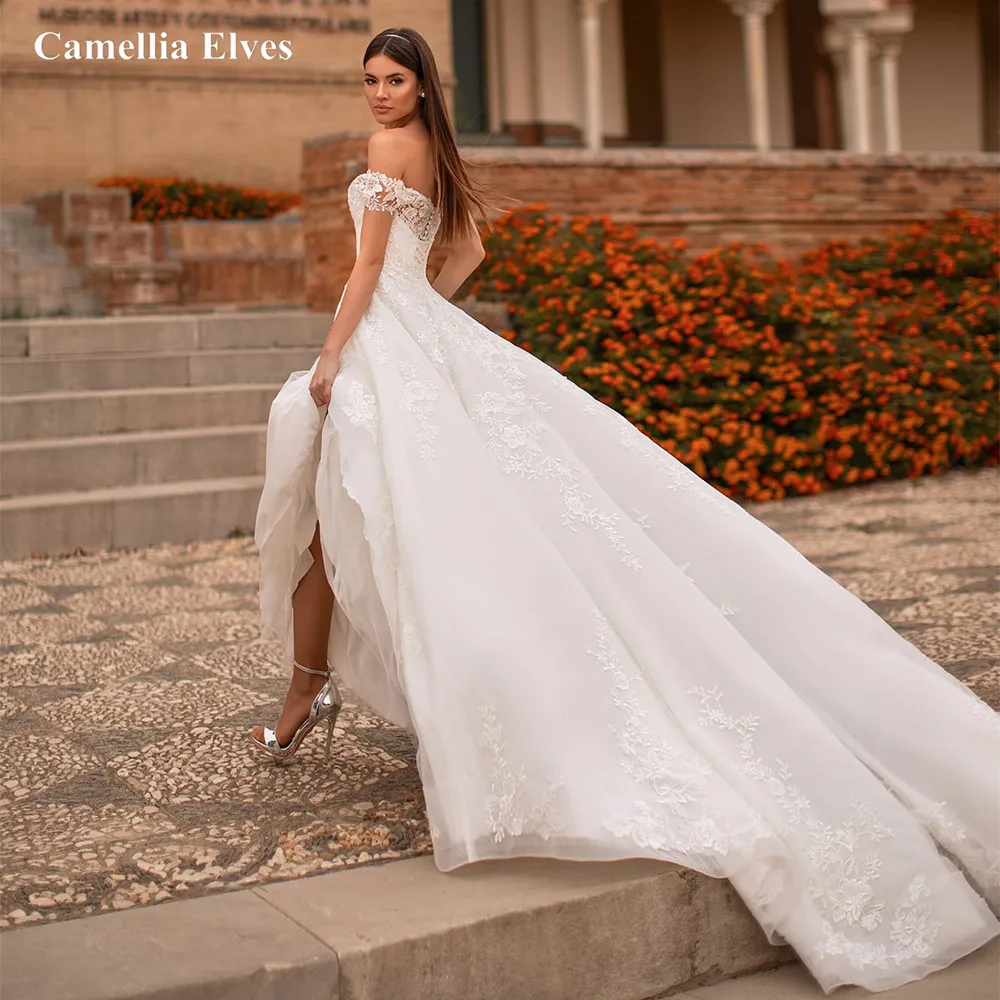 

New Arrval A Line Wedding Dress Cap Sleeves Lace Appliques Bride Gown Sweetheart Sweep Train Bridal Dresses Vestidos De Novia