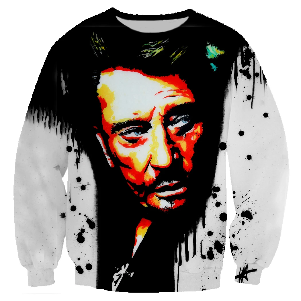 

Popular Johnny Hallyday Sweatshirts 3D Print Rock Harajuku Men Pullover Hoodies Long Sleeve Crewneck Streetwear Hoody Sudaderas