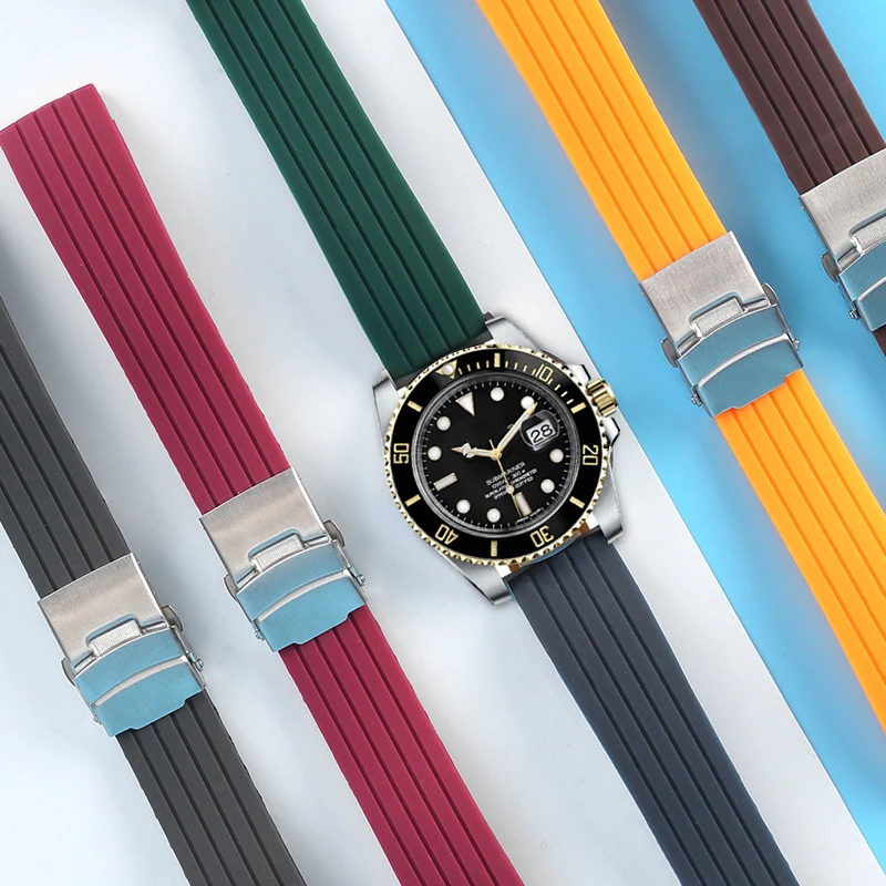 Водонепроницаемый силиконовый ремешок для умных часов 18 мм 20 22 24 черный и синий