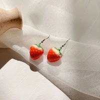 cute new japan korean strawberry fruit shaped drop earrigns for women sweet girls fashion lovely jewelry gift