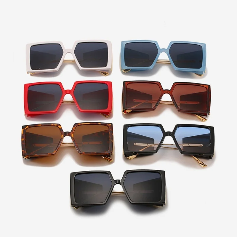 

Fashion Model Black Square Sunglasses Women Shield Shades Vintage Oversized Sun Glasses For Female Men Brand Design Glasses