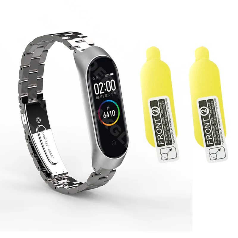 Silver 1 Новейший mi Band 4 браслет металлические Безвинтовые ремешки из нержавеющей стали Смарт часы ремни браслет для Xiaomi mi band 3 4 Pulseira - Цвет: Silver 1