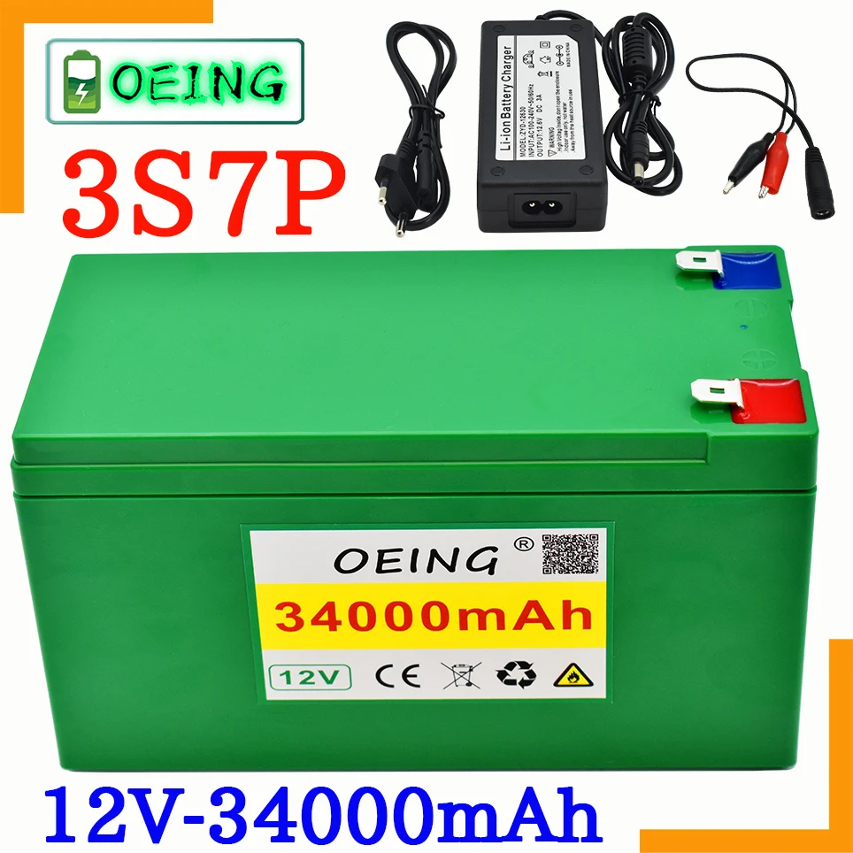 12V 34Ah 3S7P 18650 литиевая батарея пакет + 12 6 V 3A зарядное устройство встроенный 40Ah