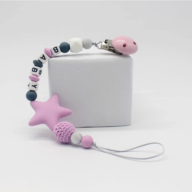 Цветные силиконовые зажимы для соски безопасное прорезывание зубов в форме букв