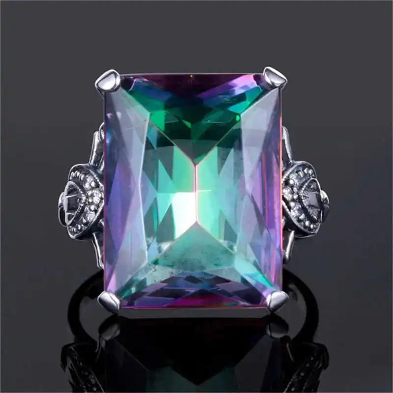 

Woman Wedding Engagement Jewelry fashion Female Ring Simple Rainbow temperament