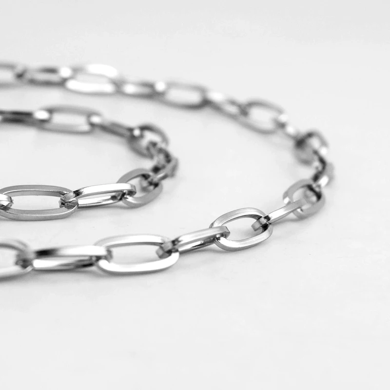 Серебряная/Золотая цепочка из нержавеющей стали для изготовления ювелирных изделий 6 мм металлическая цепочка Rolo по метру овальная цепь Cadenas Por Metros без застежки