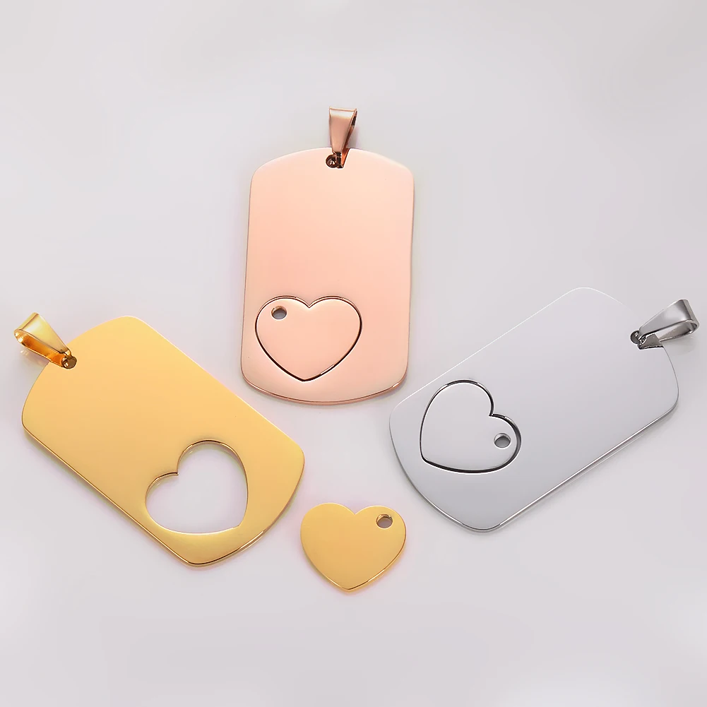 3 шт./лот зеркальная полировка из нержавеющей стали Прямоугольный кулон в форме