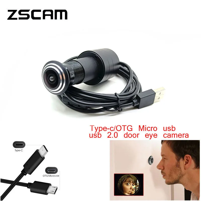 ZSCAM USB 2 0 дверной глазок с отверстием для глаз камера 720P/1080P 1 МП/2 МП OTG Micro USB/Type C без