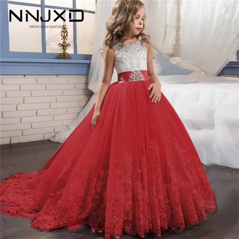 Girl Dress Bridesmaid Pageant Gown Kids Dresses For Girls Teenager 8 10 12 14 Years Wedding Party Lace Clothes | Детская одежда и