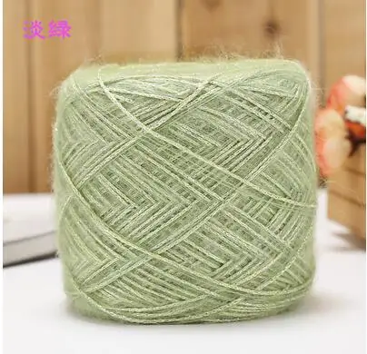 light green 50 г/лот итальянская полая красочная шерстяная металлическая нить ручной вязки из грубой шерсти блестящая нить - Цвет: light green